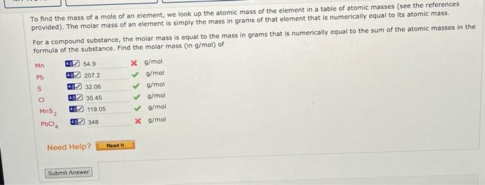 how to find mass of element using moles