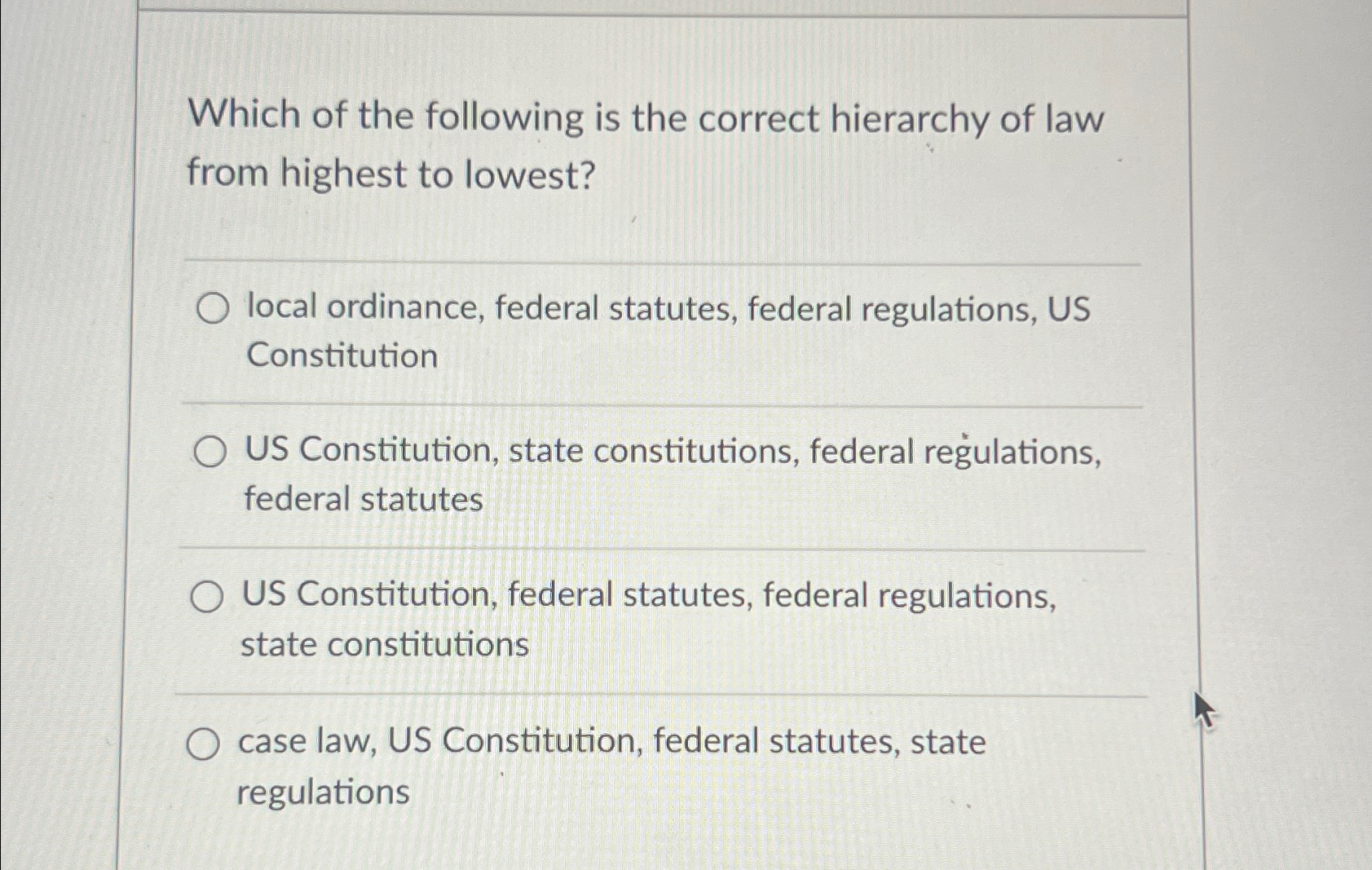 Solved Which Of The Following Is The Correct Hierarchy Of | Chegg.com