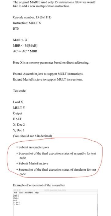 Solved The original MARIE used only 15 instructions. Now we | Chegg.com