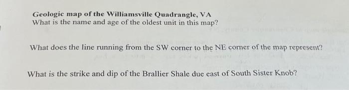 Geologic map of the Williamsville Quadrangle, VA What | Chegg.com