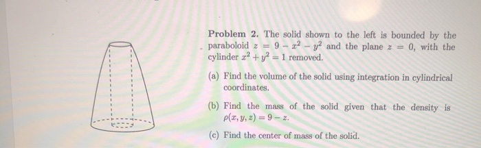 Solved Problem 2. The solid shown to the left is bounded by | Chegg.com
