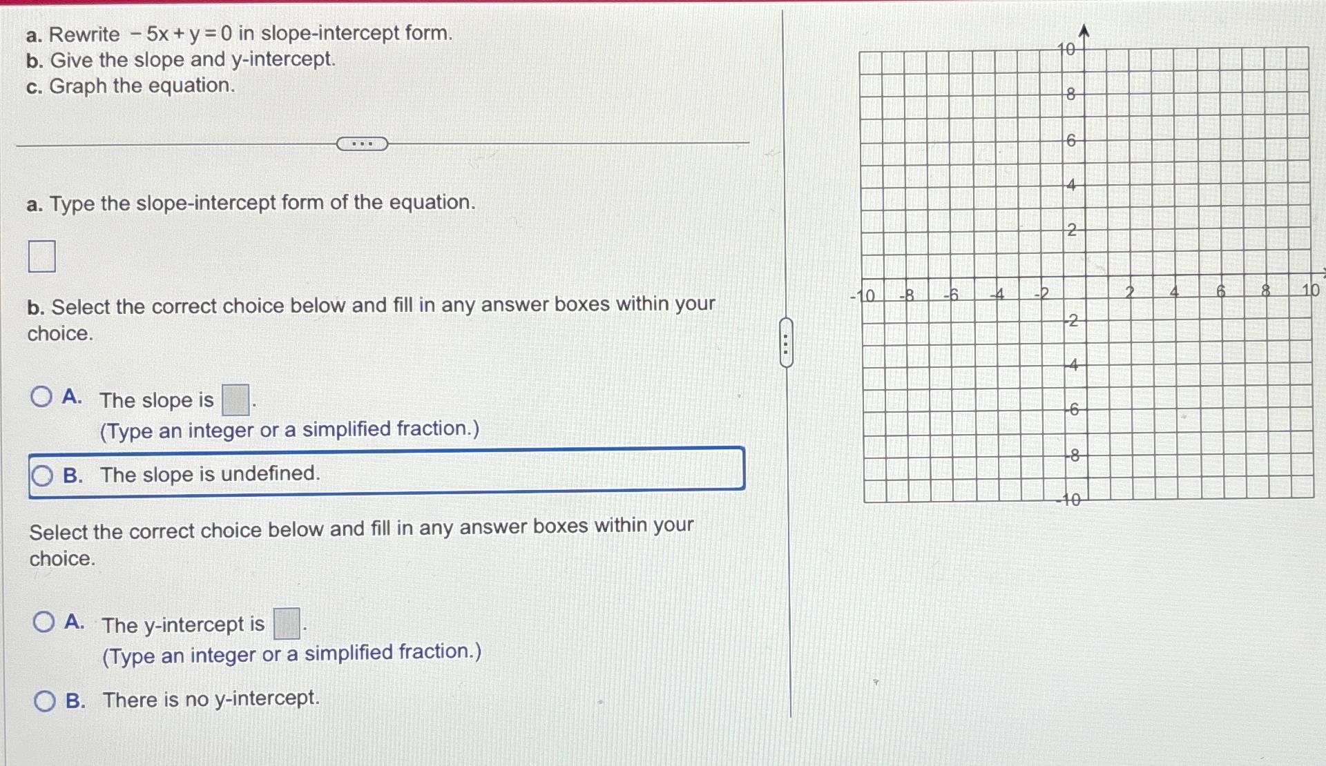 Y 5 0 IN SLOPE INTERCEPT FORM visual data 3