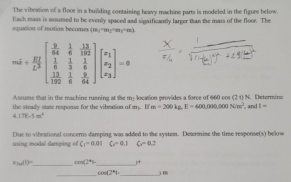 Solved The vibration of a floor in a building containing | Chegg.com