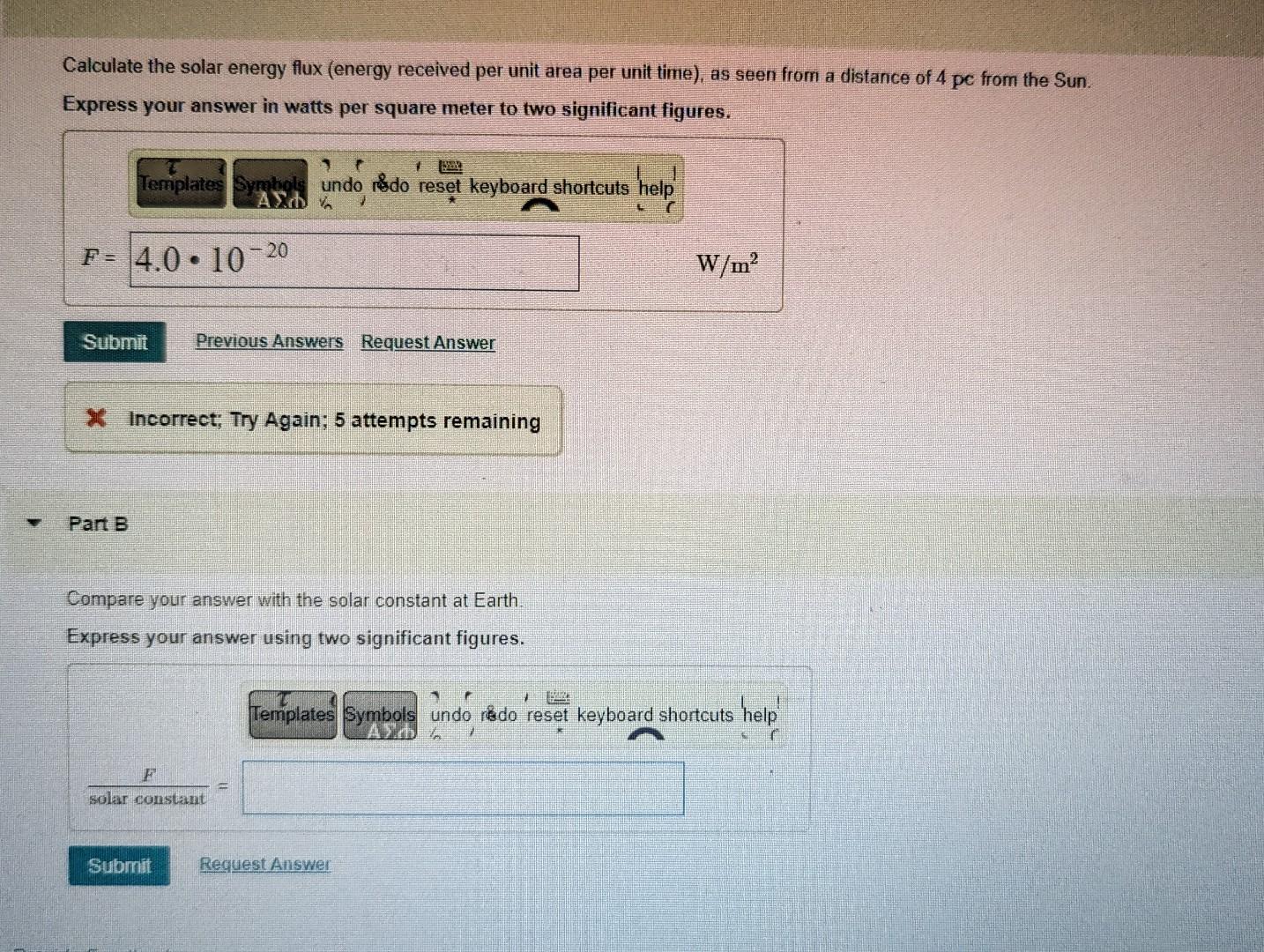 Solved Calculate the solar energy flux (energy received per