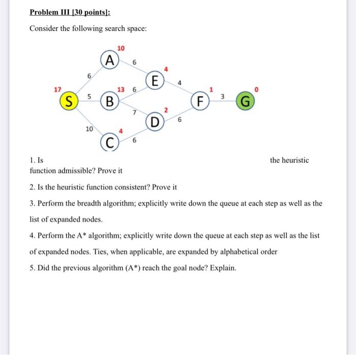 Solved Problem III (30 points]: Consider the following | Chegg.com