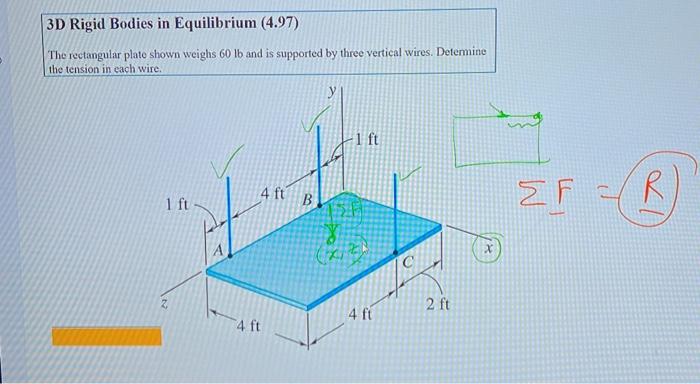 Solved 3D Rigid Bodies in Equilibrium (4.97) The rectangular | Chegg.com