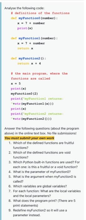 Solved Analyse the following code: # definitions of the | Chegg.com