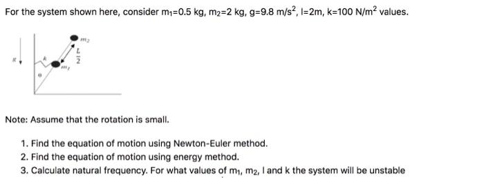 Solved For the system shown here, consider m1=0.5 kg, m2=2 | Chegg.com