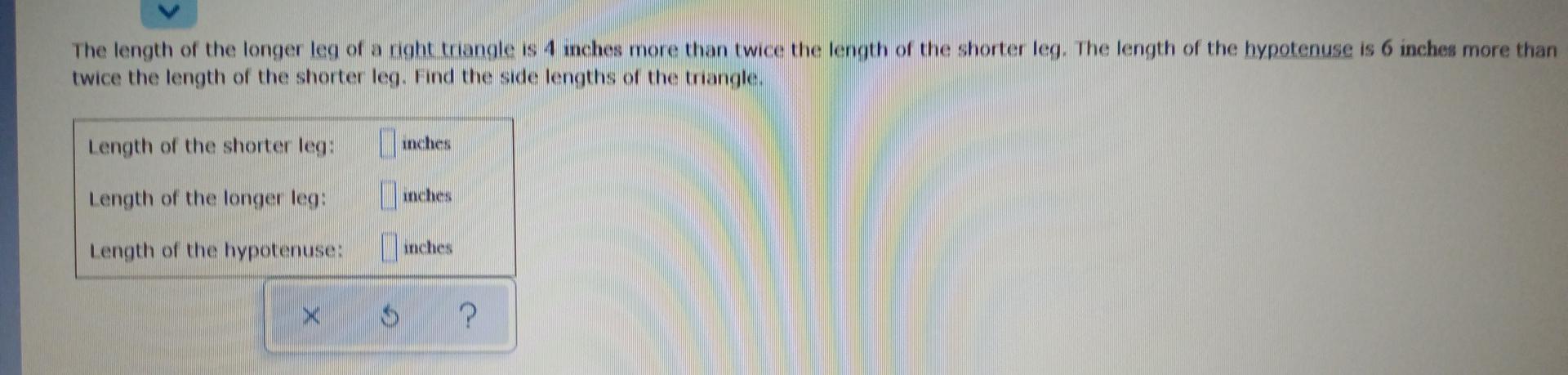 solved-the-length-of-the-longer-leg-of-a-right-triangle-is-4-chegg