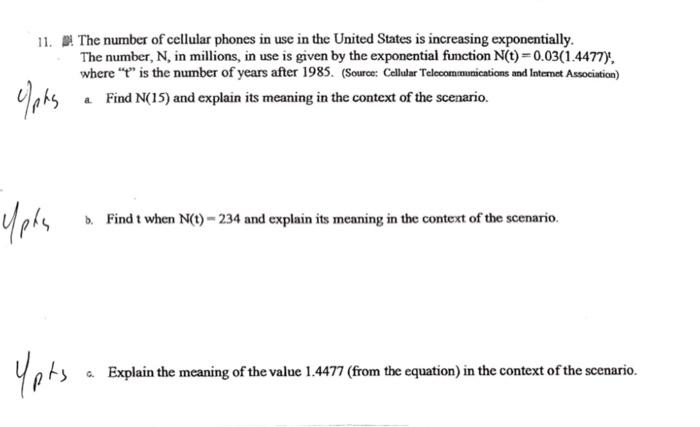 Solved 11. The number of cellular phones in use in the | Chegg.com