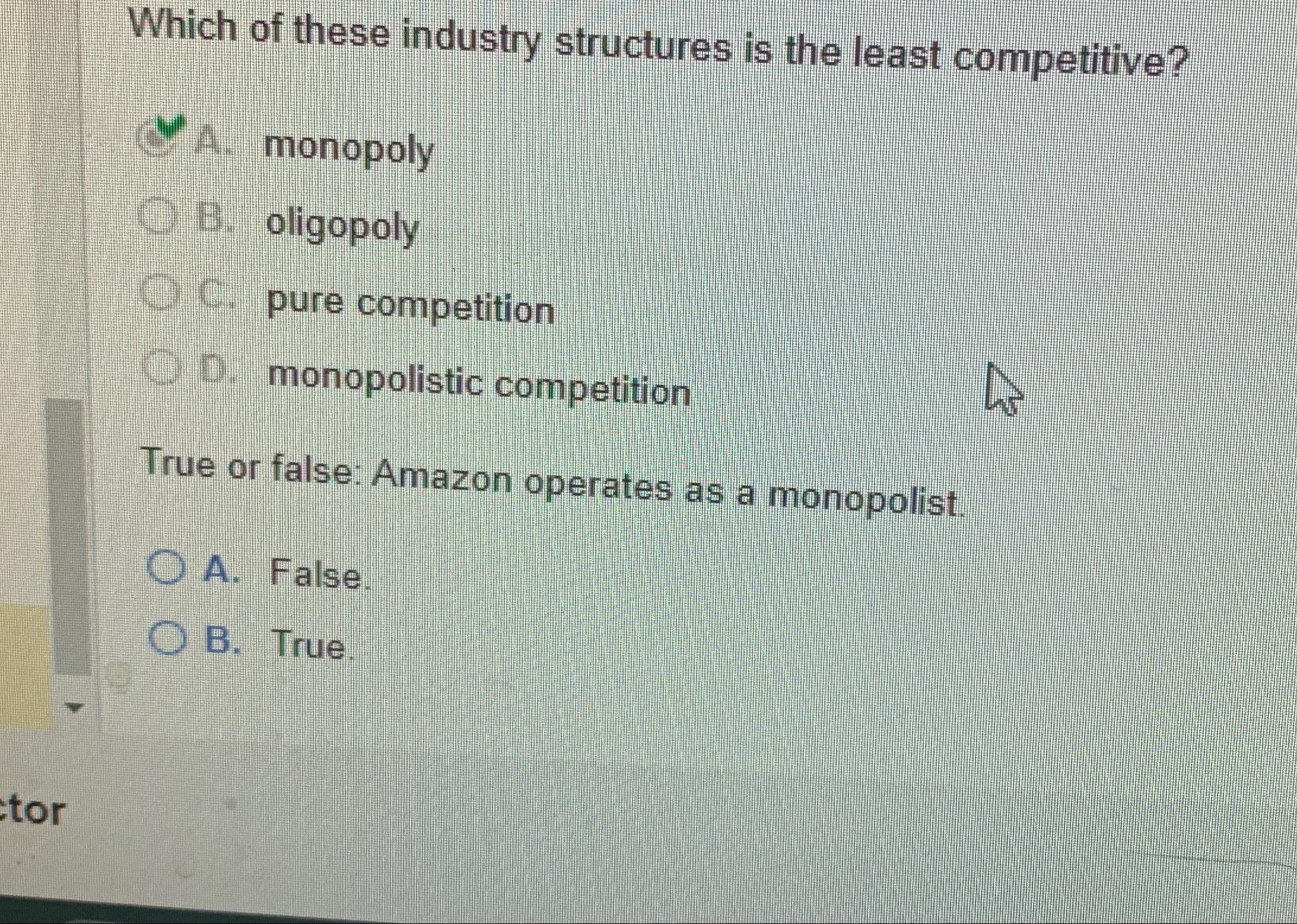 Solved Which Of These Industry Structures Is The Least | Chegg.com