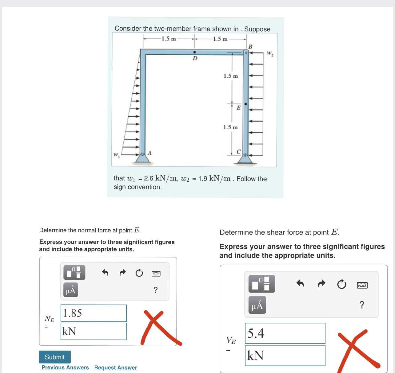 Solved sign convention.Determine the normal force at point | Chegg.com