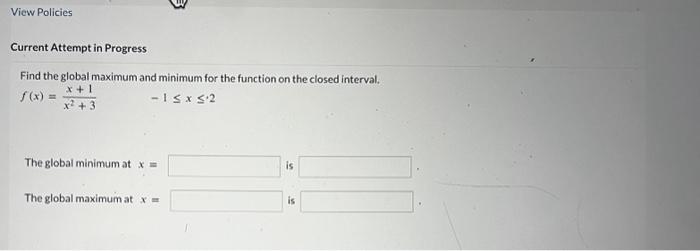 Solved Current Attempt In Progress Consider The Function | Chegg.com