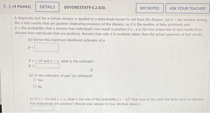 Solved A Diagnostic Test For A Certain Disease Is Applled To | Chegg.com