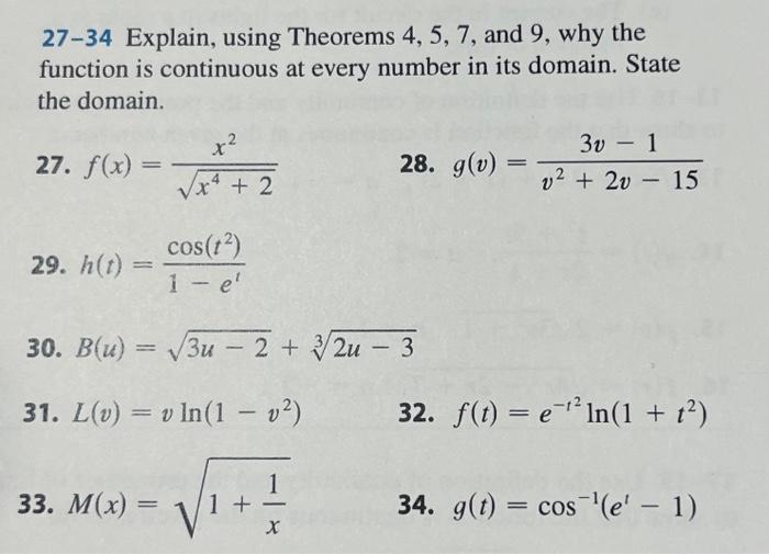 Solved 27 34 Explain Using Theorems 4 5 7 And 9 Why The 8723