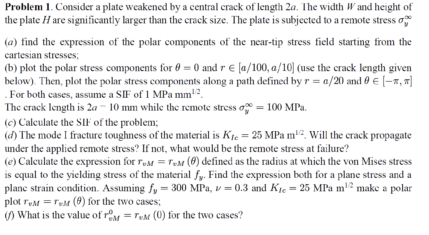 Solved Problem 1. ﻿Consider a plate weakened by ﻿a central | Chegg.com