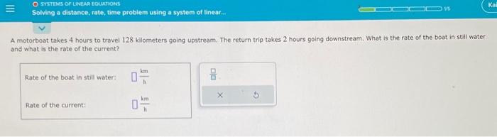 Solved A motorboat takes 4 hours to travel 128 kilometers Chegg