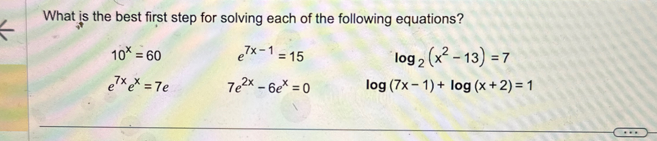 Solved What is the best first step for solving each of the | Chegg.com