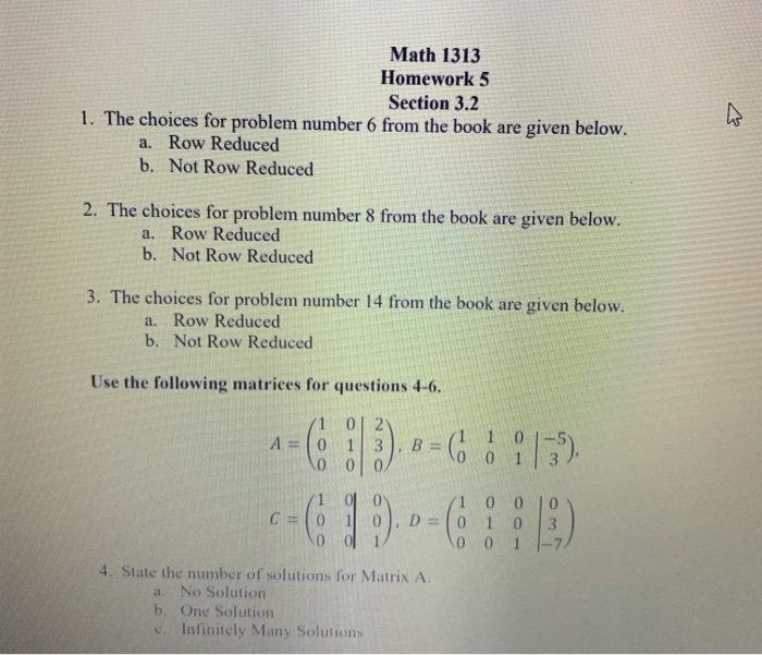 Solved Math 1313 Homework 5 Section 3.2 1. The Choices For | Chegg.com