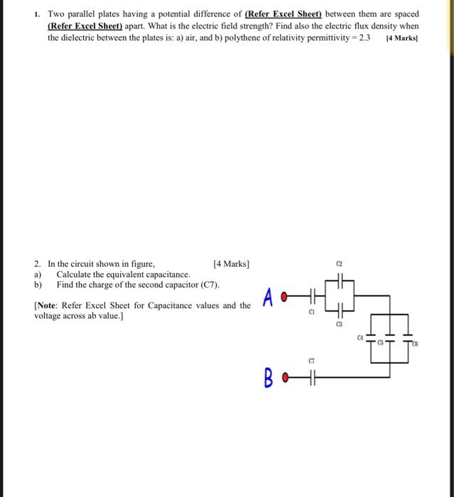 Solved 1. Two parallel plates having a potential difference | Chegg.com