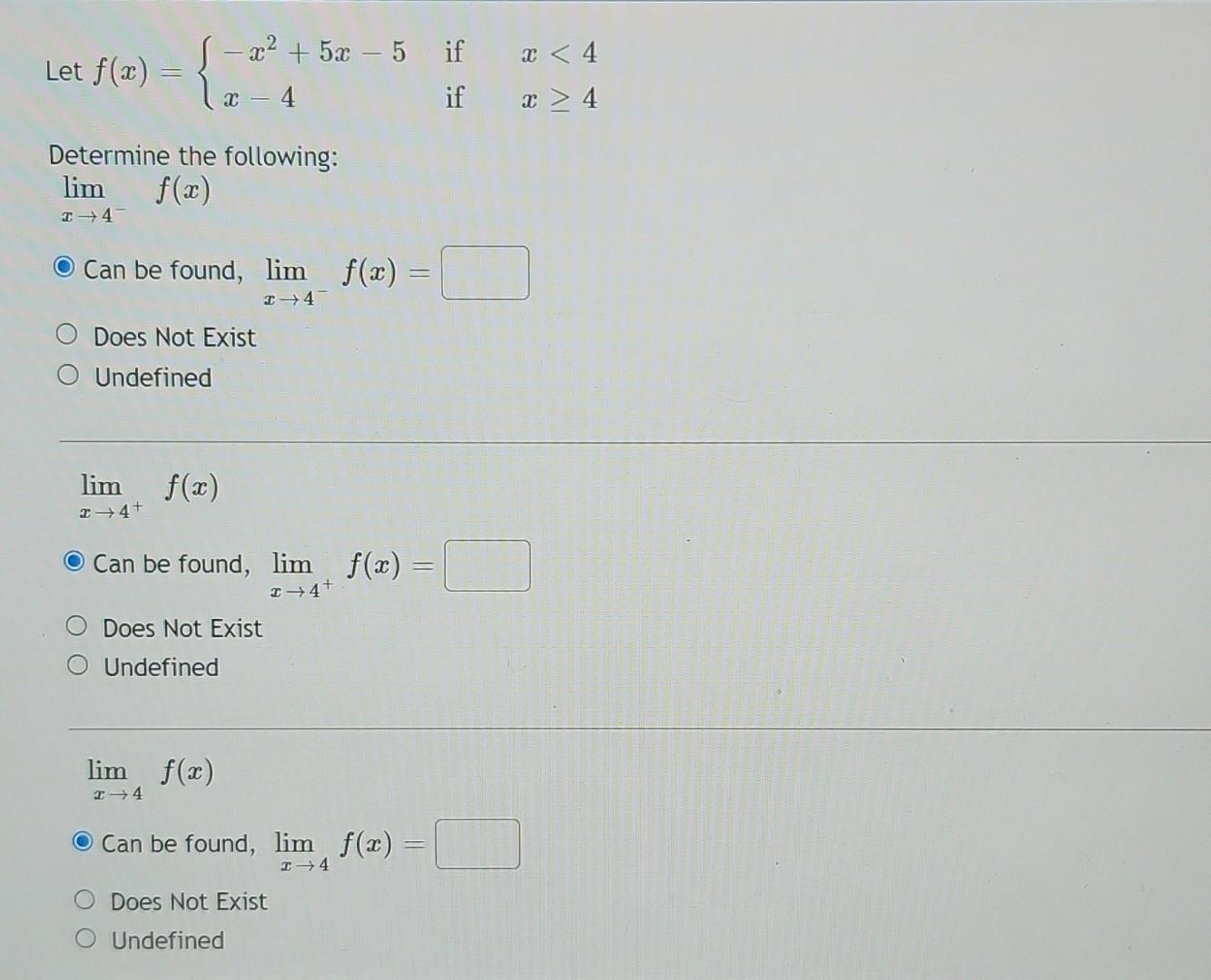 Solved Let F X {−x2 5x−5x−4 If If X