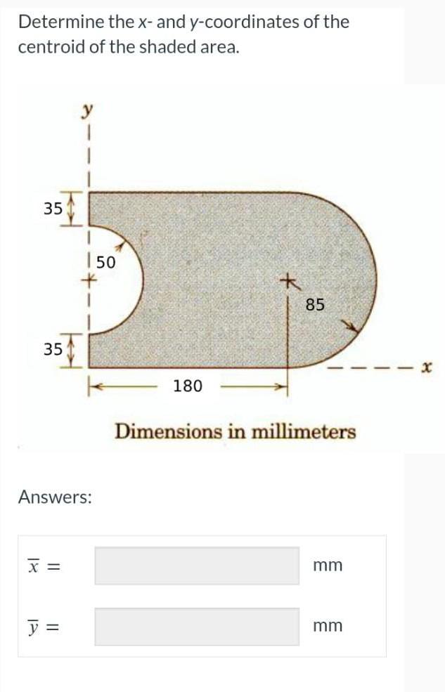 Solved Determine the x - and y-coordinates of the centroid | Chegg.com