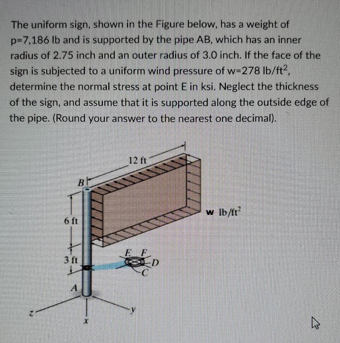 Solved The uniform sign, shown in the Figure below, has a | Chegg.com