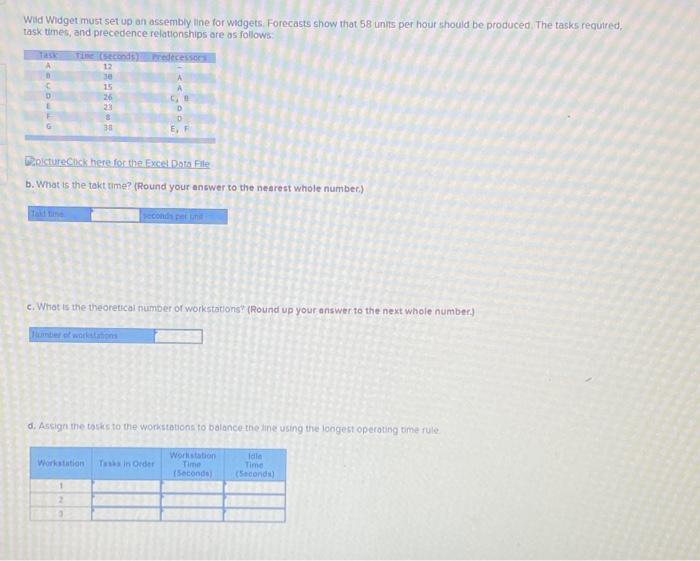 Solved Wid Widget must set up an assembly ine for widgets. | Chegg.com