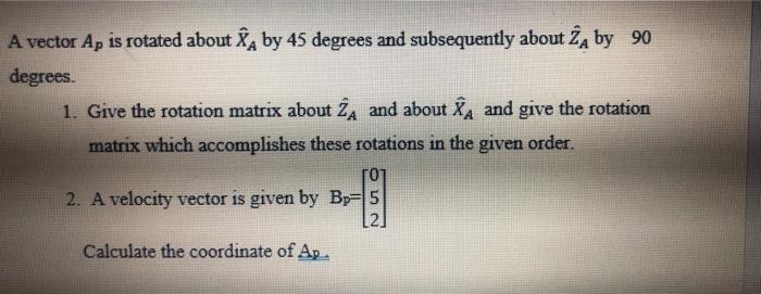 Solved A vector Ap is rotated about A by 45 degrees and | Chegg.com