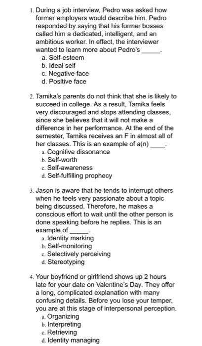 1. During a job interview, Pedro was asked how former | Chegg.com