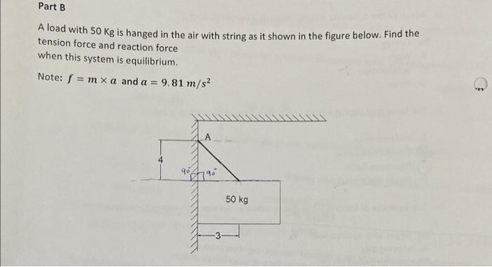 Solved Part B A load with 50 Kg is hanged in the air with | Chegg.com