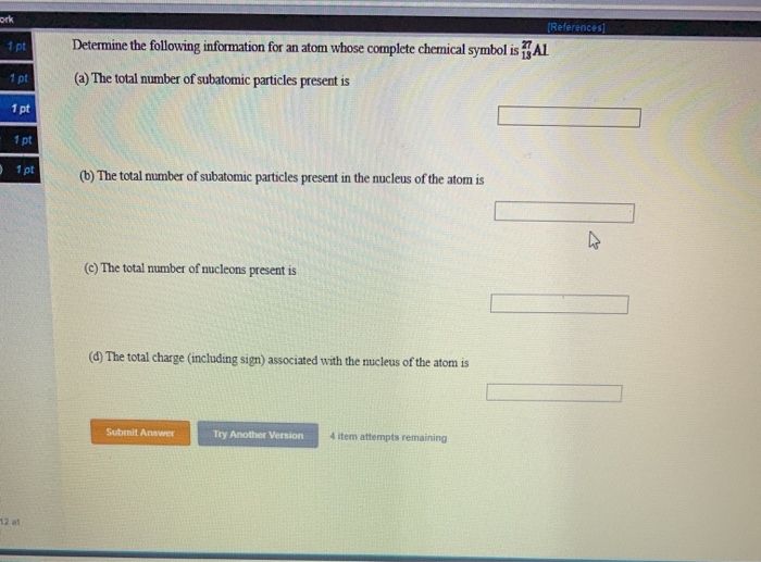Solved (References 1 pt Determine the following information | Chegg.com