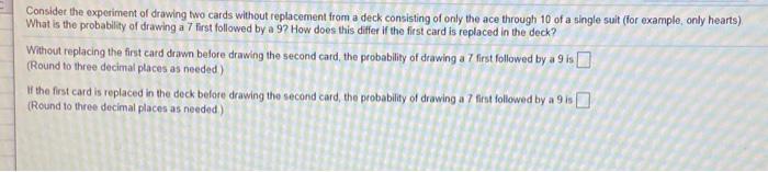 Solved Consider the experiment of drawing two cards without | Chegg.com