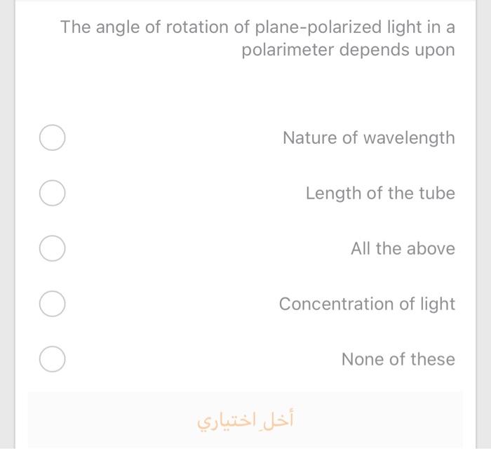 Solved The angle of rotation of plane-polarized light in a | Chegg.com