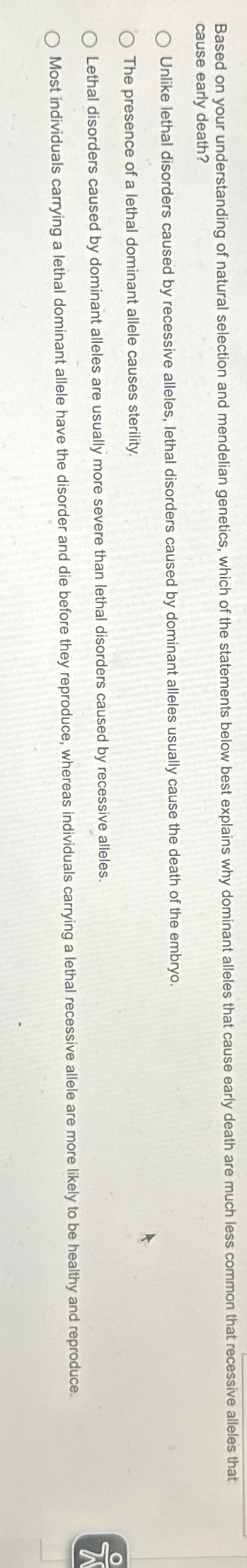 Solved cause early death?Unlike lethal disorders caused by | Chegg.com