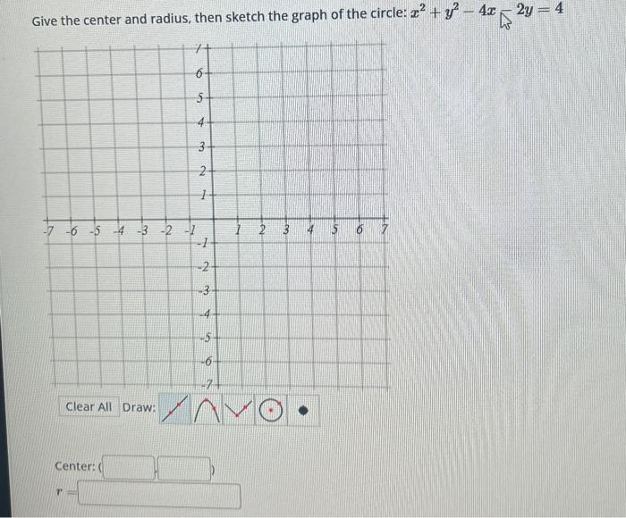 Solved Give the center and radius, then sketch the graph of | Chegg.com
