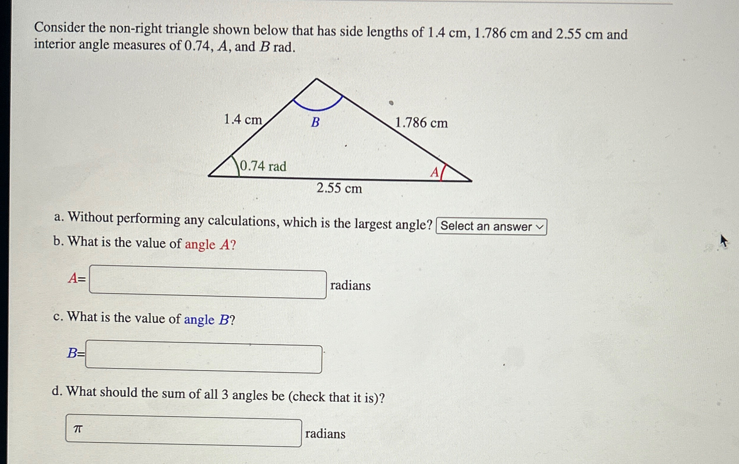 Solved Consider the non-right triangle shown below that has | Chegg.com