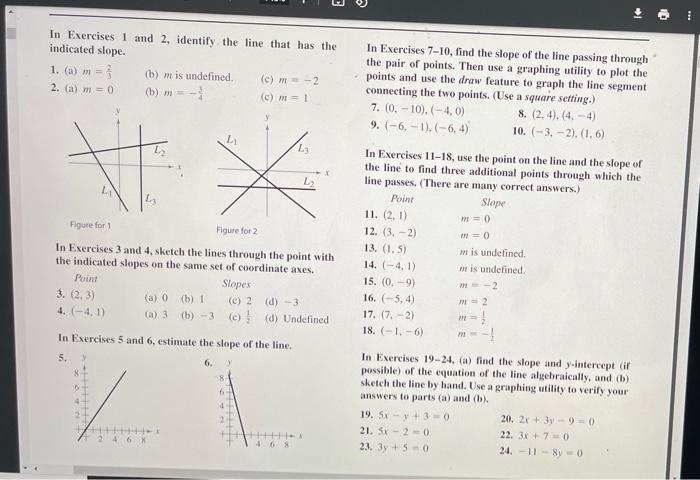 Solved 3 In Exercises 1 and 2, identify the line that has | Chegg.com
