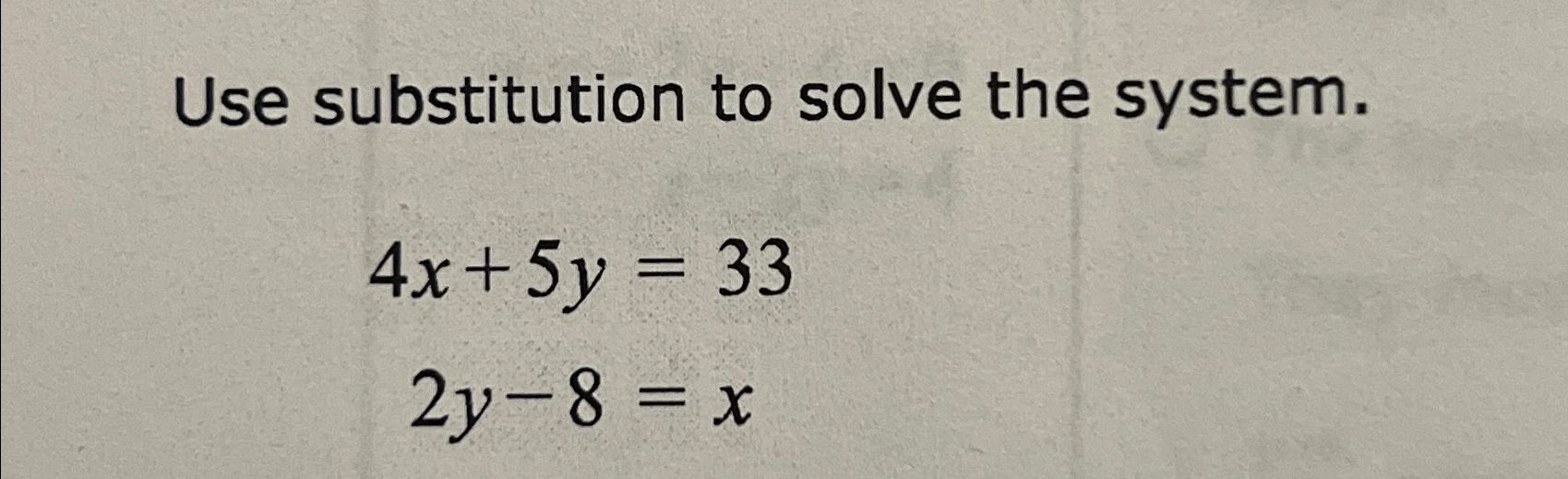 y 5x 8 4x 3y 33 substitution