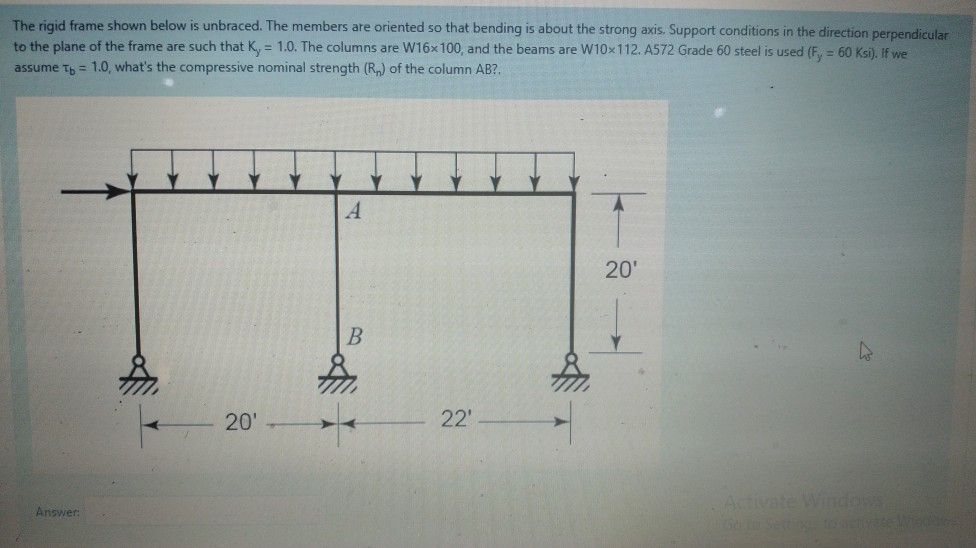 Solved The rigid frame shown below is unbraced. The members | Chegg.com