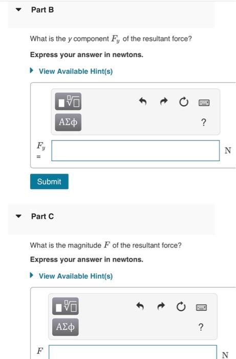 Solved Two forces, F1 and F2, act at a point, as shown in. | Chegg.com