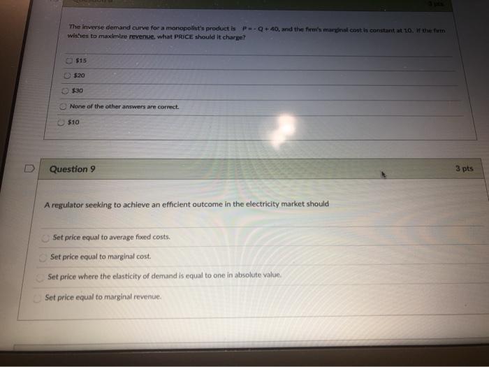 Solved The inverse demand curve for a monopolist's product