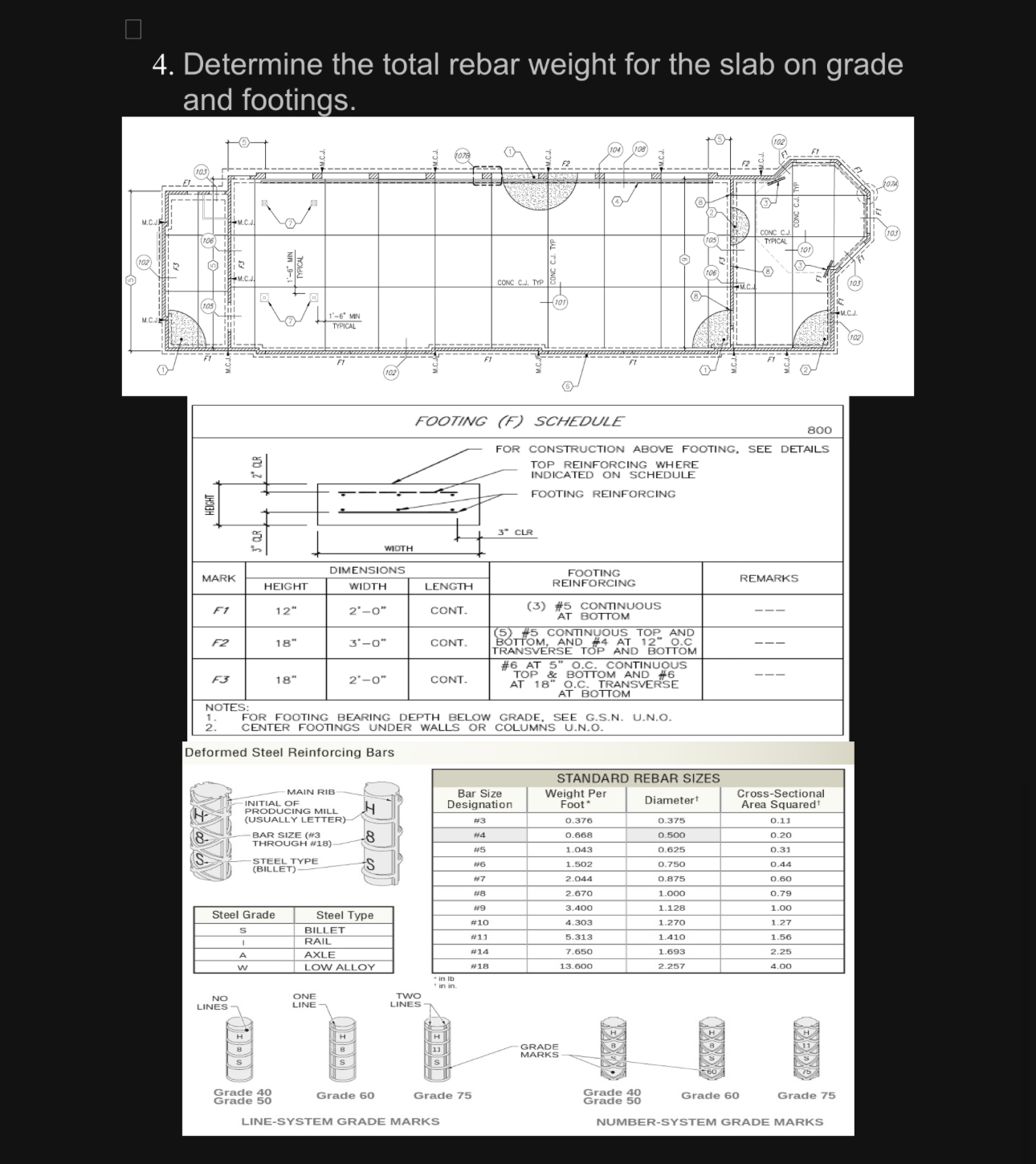 Solved Determine the total rebar weight for the slab on | Chegg.com