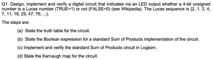 Solved Q1. Design, implement and verify a digital circuit | Chegg.com