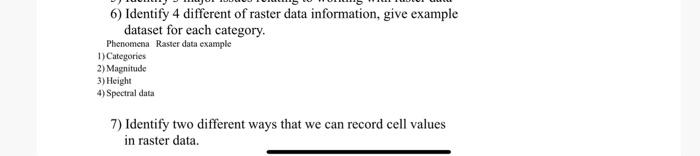 Solved 6) Identify 4 different of raster data information, | Chegg.com