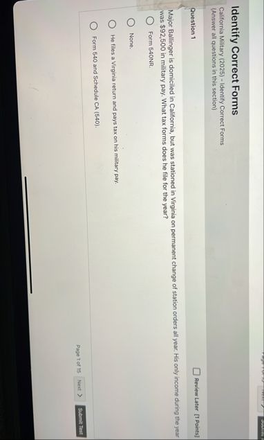 Solved Identify Correct FormsCalifornia Military (2025) - | Chegg.com