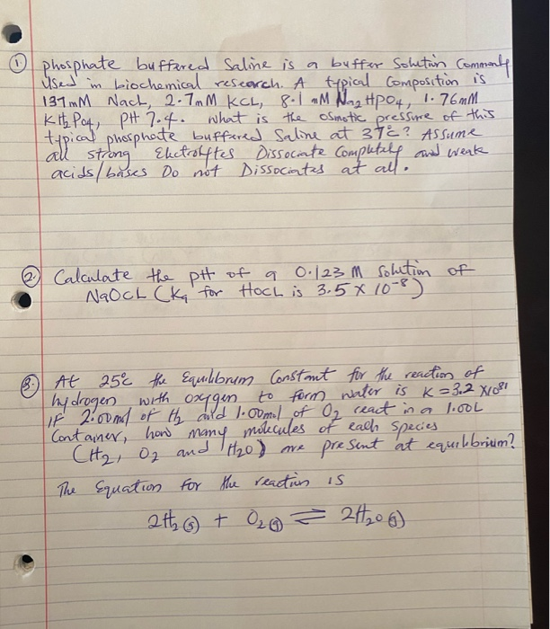 Solved phosphate buffered saline is a buffer Solution | Chegg.com