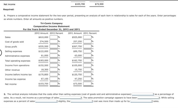 Solved Vertical Analysis of Income Statement For 20Y2, | Chegg.com