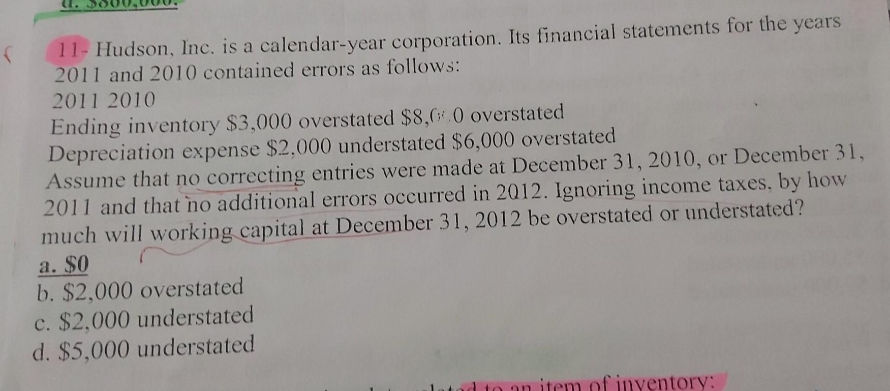 Solved r 11 Hudson, Inc. is a calendaryear corporation.