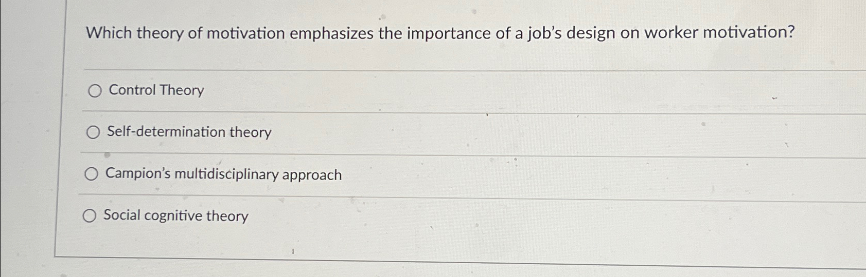 Solved Which theory of motivation emphasizes the importance | Chegg.com